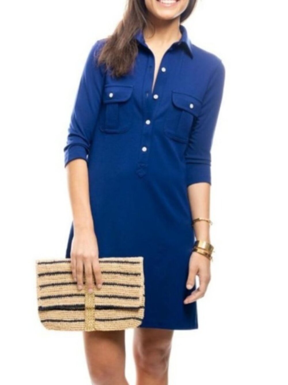 Persifor Winpenny Shirt Dress In Navy Blue SIZE MEDIUM